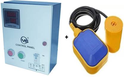 M S control 1 HP Automatic Digital Panel For Single Phase Submersible water filled With 250 Volts Float Switch Sensor for Water Level Controller with 2 Meter Wire Submersible Water Pump
