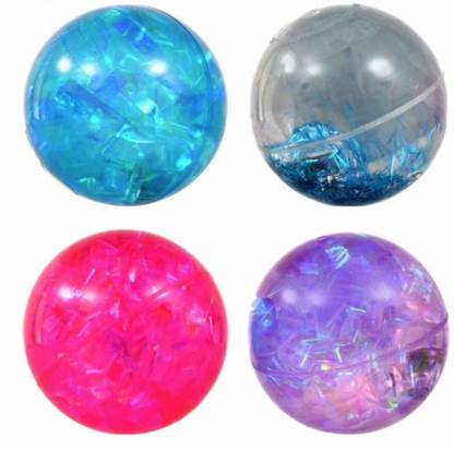WHITE POPCORN Bouncing Water Balls with Flashing LED Lights, Set of 4 Oval Ball