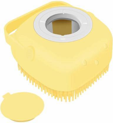 Gold Flame Soft Bath Body Brush with Shampoo Dispenser Scrubber use in Shower, Deep Cleaning, Gentle Scrub Massage Skin Exfoliation for Children, Men Women,