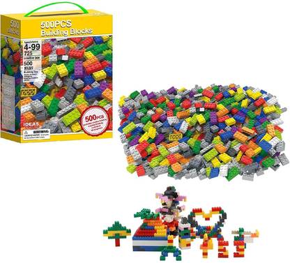 IndusBay 500 Pcs Building Blocks for Kids - DIY Creative Multi Coloured Educational Mini Construction Building Blocks Puzzle Game Set for Kids Boys and Girls
