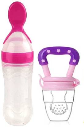 Sage Baby Silicone Food Feeder And Fruit Nibbler Combo Silicone (pack of 2) Pink