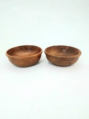 CarvingCraft Wooden Serving Bowl Wooden Mini Snacks Serving Bowls - Acacia Wood Multipurpose Bowls - Set of 2