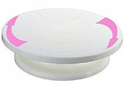 EBOFAB Plastic Cake Decorating 360 Round Easy Rotate Turntable Revolving Stand Plastic Cake Server