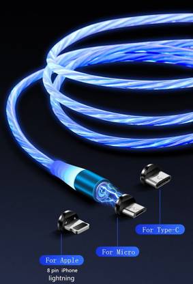 VibeX Magnetic Charging Cable 1 m XIX™-106-BPS-Luminous Phone Charging Cable 3 In 1