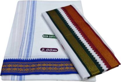 TRUEVELLI Rich Cotton Dhoti Self Design Men Dhoti