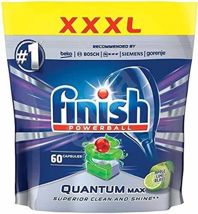Finish pack of 3 Powerball Quantum Max 60 Capsules Apple Lime Dishwashing Detergent
