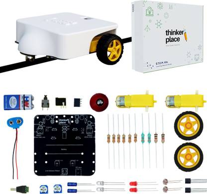 ThinkerPlace Line Follower Robot with 3D Printed Case DIY kit | STEM Toy | Education Toy | Learning Toy | Age: 8+ years Educational Electronic Hobby Kit