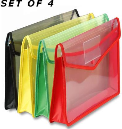 Style Freak A4 Plastic Envelopes Document Folder Poly Envelope with Snap Button and Pocket File Wallet Waterproof File Folders for Home School Office Assorted Colors