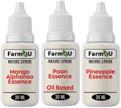 Farm4u Pack of 3 Baking Essence Flavour of Mango , Pineapple , Paan for Cake, Ice-Cream,Milkshakes,Indian Sweets(Each 30ml) ( Use 2-3 Drops Essence for 250 Grm Cake) Mango Liquid Food Essence