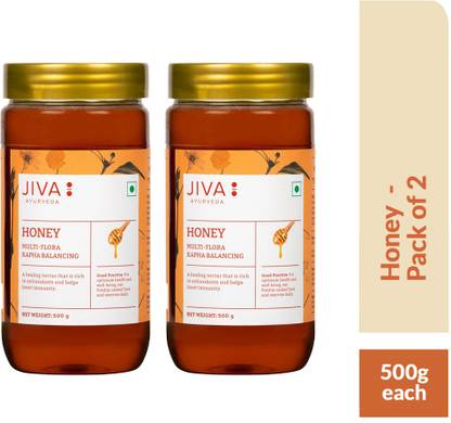 JIVA Honey - 100% Natural Multi-Flora Rejuvenating, Immunity Boosting Honey with No Added Sugar - 500 ml Each