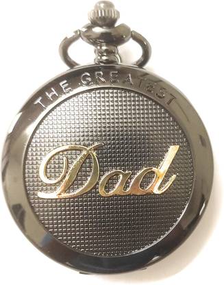 TheKeyHouse Antique Black Metallic Famous THE GREATEST DAD Theme Vintage Gandhi Style Pocket Watch Keychain / Key Chain With Keyring / Key Ring Gift for Men/Women & Boys/Girls. Key Chain