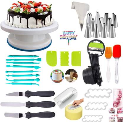 Greenstone Plastic Cake Tools Decorating 360 Round Easy Rotate Turntable Revolving Cake Decorating Turntable Stand, 28cm, White Scarlette Hand Mixer Electric, 7-Speed Hand Mixer with Turbo Handheld Kitchen Mixer Includes Beaters, Dough Hooks and Storage Case, White Kitchen Tool Set
