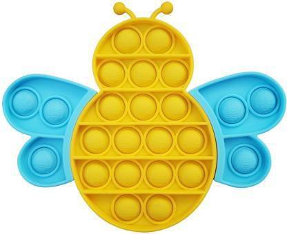 SR Toys Push Pop It Bubble Sensory Fidget Toy Silicone Bee & Flower & Fidget Keychain | Relief Stress Suitable for All Ages | Toys for Kids Adults Party & Fun Games Board (Multicolor)