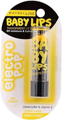MAYBELLINE NEW YORK Baby Lips Electro Pop Lip Balm (No Color) Flavor : Lemon
