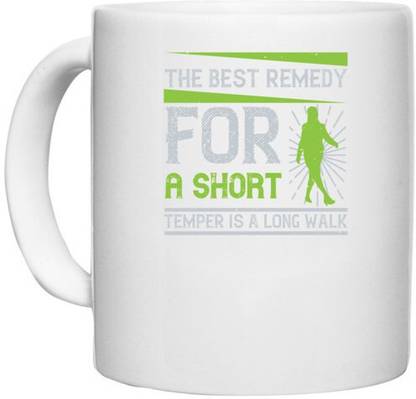 UDNAG White Ceramic Coffee / Tea 'Walking | The best remedy for a short temper' Perfect for Gifting [330ml] Ceramic Coffee Mug