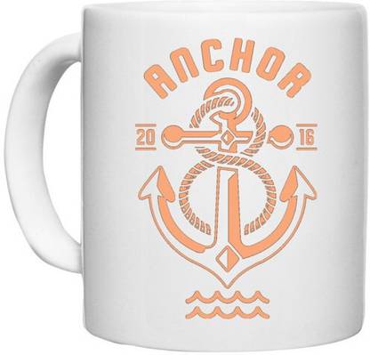 UDNAG White Ceramic Coffee / Tea 'Anchor' Perfect for Gifting [330ml] Ceramic Coffee Mug