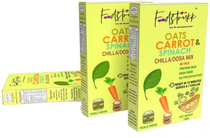 foodstrukk 3 Oats Carrot & Spinach Chilla/Dosa Mix for Healthy Delicious Breakfast (180g) 540 g