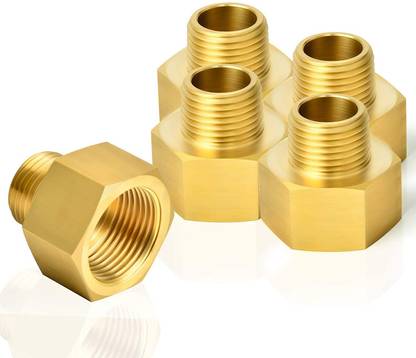 PBI Brass Pipe Fitting, Adapter, 1/8" bsp Male x 1/4" bsp Female Coupling hex Bush 1/8x1/4 Pipe Fitting Converter Adapter Solid 2pcs 2-Way Reducer Pipe Joint