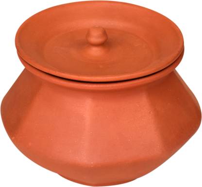All Desi Clay Handi Pot Handi 0.5 L with Lid