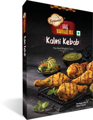 Karamat Kalmi Kebab Marinade Mix (Veg, 100g. Mix, Upto 4* Servings), Easy Cook, MYO, No Artificial Colour, No Preservatives, Spice Mix, Chicken Masala, BBQ Masala Powder, Rasoi Magic 100 g