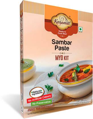 Karamat Sambhar Paste Mix (Veg.100g. Mix, upto 1* Litre Servings), MYO, Ready to Cook, Sambar, Powder, Pantry Items, No Preservatives and Artificial Colours 100 g