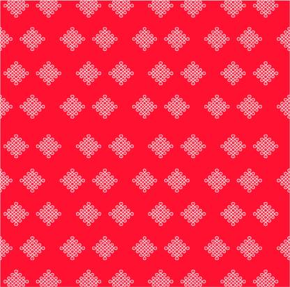 Epoojacart Red Small Muggu Backdrop for Decoration- Synthetic Cloth kolam Backdrop for All Festivals (5 x 8 ft) Rangoli Tapestry