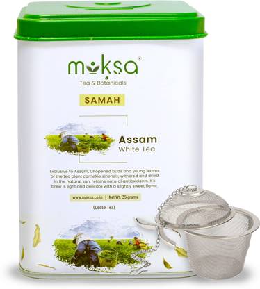 MOKSA Tea & Botanicals Luxury 100% Pure Assam White Tea | Loose Tea | Premium Quality White Tea Tin
