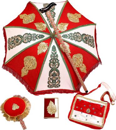ANANTMAYA Kasi Yatra Set White and Red Umbrella