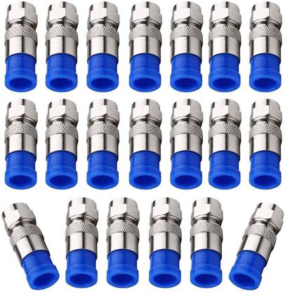 TAAPSEE RG6 F Type Connector Coax Compression Fitting Coaxial Straight Antenna Cable Adapter, Pack of 20 F-CONNECTOR RG6 Wire Connector