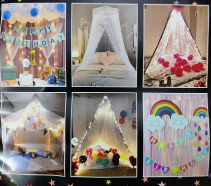 Lajbir Collection Decorations Party Net 6 Meter | Birthday | Anniversary | Romantic Dinner | Valentines Special Tent Decoration Item (White)
