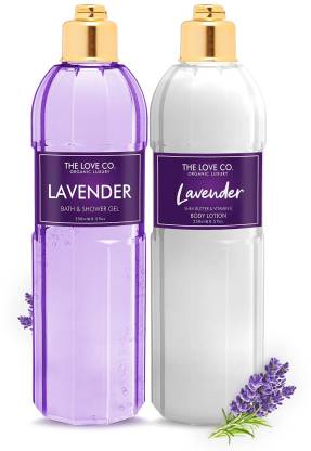 The Love Co. Body wash Shower Gel, Lavender Body wash + Body Lotion For Moisturized Glowing Skin Combo Pack