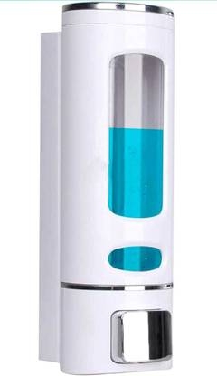 HIQUE Glossy White 400 Ml Heavy Duty Abs Plastic Body Liquid Soap Shampoo Dispenser Liquid Soap Dispenser Plastic Bathroom Set