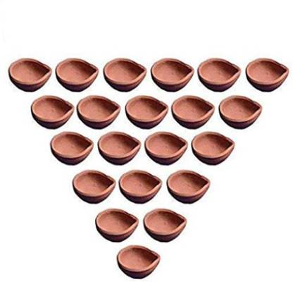 DMT Plain Handmade Traditional Diwali Diya, Clay Lamp, Mitti Ke Diye (Small Size) Earthenware (Pack of 40) Table Diya Set