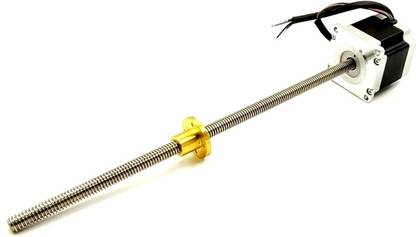 INVENTO 1pcs Nema 23 Stepper Motor 12.6 Kg-cm torque with inbuilt 300mm Lead Screw square thread TR10 10mm and Brass Nut CNC Robotics DIY Projects 3D Printer Automotive Electronic Hobby Kit