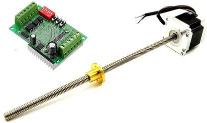 INVENTO 1pcs TB6560 Stepper Motor Driver + Nema 23 Stepper Motor 12.6 Kg-cm torque with inbuilt 300mm Lead Screw square thread TR10 10mm and Brass Nut CNC Robotics DIY Projects 3D Printer Automotive Electronic Hobby Kit