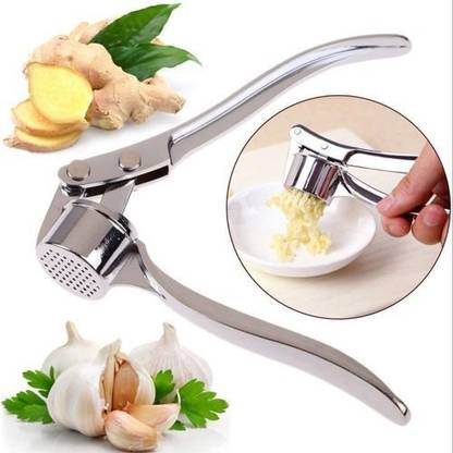 SmartCam Multi-Function Manual Portable Crusher Ginger Mincer Presser Curved Grinding Slicer (Silver) Garlic Press