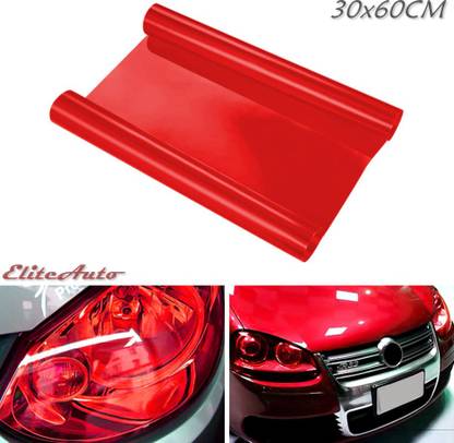 EliteAuto High Gloss Red 30x60cm Vinyl Tint Smoke Film Headlight/Tail Light Tint multipurpose car waterproof fog light tint Film wrap, Self Adhesive (Light red, 30X60 cm) Headlight Vinyl Film