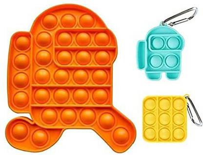 Toy Street Among US 3 in 1 Pop it Fidget Toy ,Push Pop It Bubble Sensory Fidget Toy Silicone Robot and Mini Robot with Key Chain,Relief Stress Suitable for All Ages | Toys for Kids Adults pop it Fidget Toys, pop it Fidget Toy Set | pop its Fidget Toys, Fidget Toys pop it, pop it Toy, | pop Pit Fidget Toy, Rainbow pop it, Push pop Bubble Fidget Toy,Glow in The