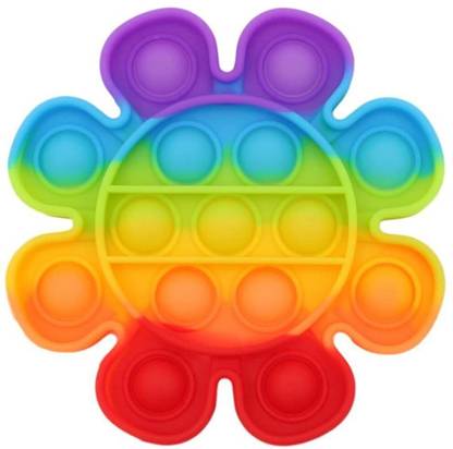 shopviashipping Pop it Fidget Toy - Rainbow Colour Popit Push pop Learning game Novelty Gifts for Adults and Children. Popping Sensory fidgets Bubble Toy - Autism and Special Needs silicone Stress Reliever - Flower Rainbow Colour