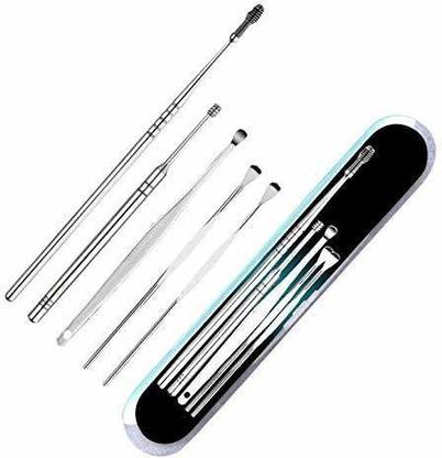 QEQEQ Ear Pick Curette Safety Earwax Removal Kit with Storage Box -5 Pieces