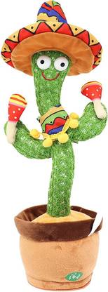 Dherik Tradworld Dancing Cactus Plush Toy – Singing,Dancing, Recording, Glowing, Repeating What You Say Plushy Toys for Kids