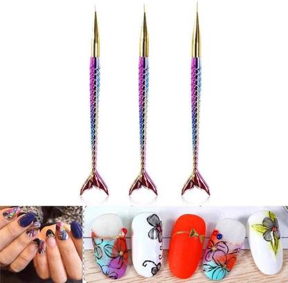 CartKing 3 pcs Nail Art Design Brushes with Attractive Fish Tail - 1 SET
