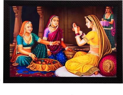 eCraftIndia Women chit-chat Satin Matt Textured UV Art Canvas 11 inch x 14 inch Painting
