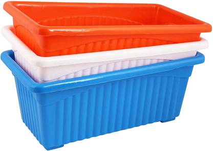The Ubals Rectangular Planters Plastic Pots for Plants, Length 14 Inch Plant Container Set