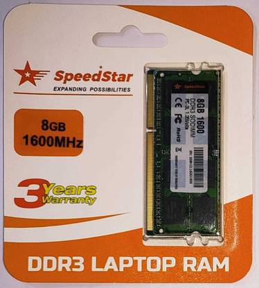 SPEEDSTAR 8GB DDR3 1600 So-Dimm DDR3 8 GB (Dual Channel) Laptop (8GB DDR3 Ram for Laptop 1600 MHZ)