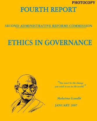 ETHICS GOVERNANCE FOURTH REPORT 2nd ADMINISTRATIVE REFORMS COMMISSION (Photocopy)