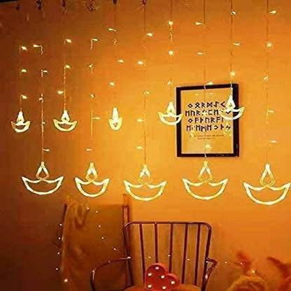 diwalilights 150 LEDs 5.33 m Yellow Flickering Diya Rice Lights