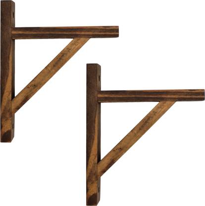 Retailmonk 2 Pcs Wooden Shelf Bracket (Biege), Heavy Duty Triangle Wall Mounted Shelf Supports for Bookshelf, Bench Table, and Wooden Boards - (21 x 7.2 x 4 cm) 21cm x 7.2cm Shelf Bracket