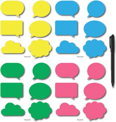 Nourish 6 cm 48 Pcs Waterproof Stickers with Permanent Ink Pen Self Adhesive Sticker