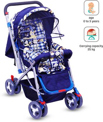 Miss & Chief Baby Stroller with Multiple Reclining, Attach Mosquito Net and Diaper Bag for 0 to 3 Years Babies Stroller & Pram